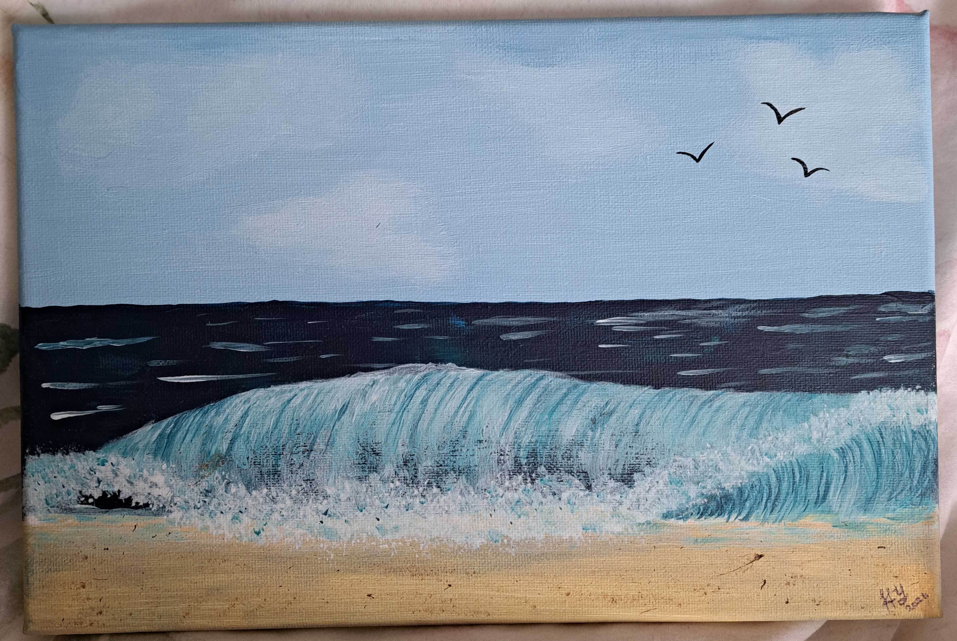 Waves on a beach by Heather Goodwin