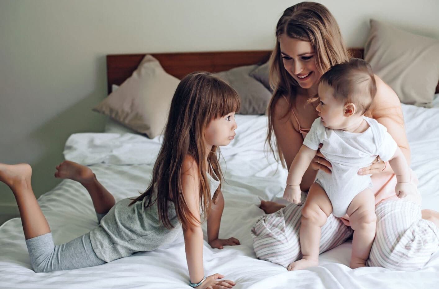 Woman with ms family children