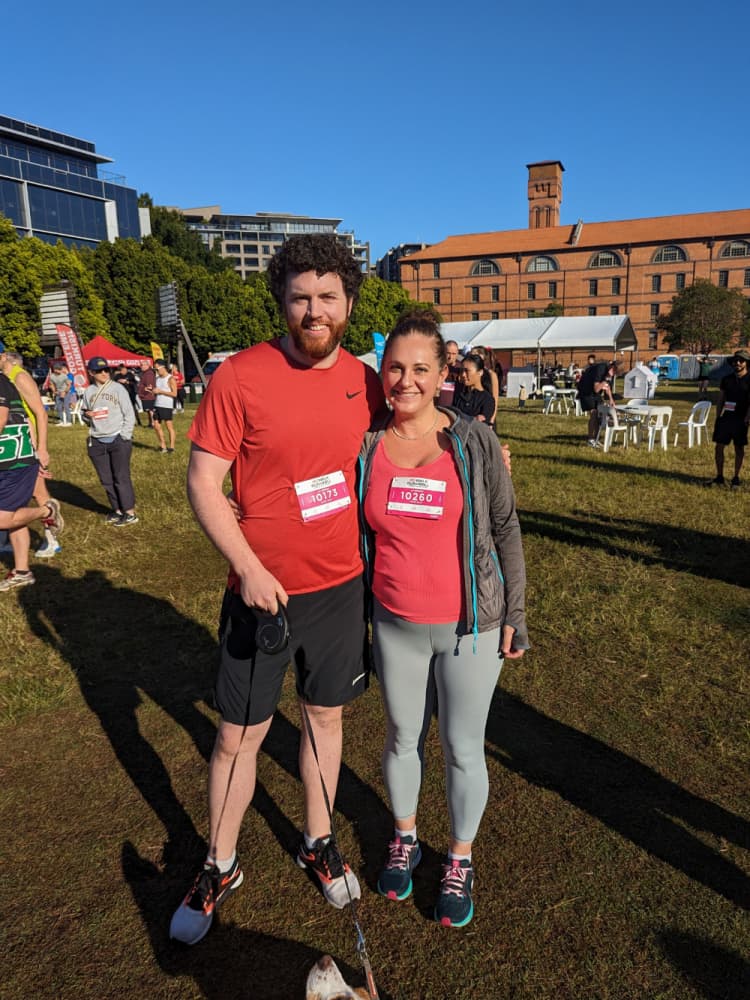 Tamara and her husband during the Sydney Walk Run + Roll event